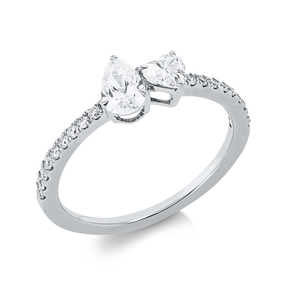 Ring Herz aus 750 Gold Weißgold 20 Diamanten 0,65ct TW-SI B:6,2mm
