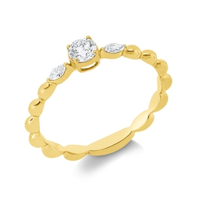 Ring aus 750 Gold Gelbgold 3 Diamanten 0,26ct TW-SI B:3,8mm