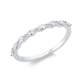 Ring aus 750 Weißgold 8 Diamanten Navette-Schliff 0,28ct TW-SI B:1,5mm