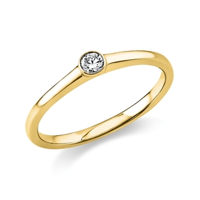 Solitaire Ring aus 585 Gold Gelbgold Brillant 0,1ct TW-SI B:1,8mm