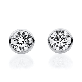 Solitaire Ohrstecker aus 750 Weißgold 2 Brillanten 0,75ct TW-SI Ø5,9mm V-Zarge