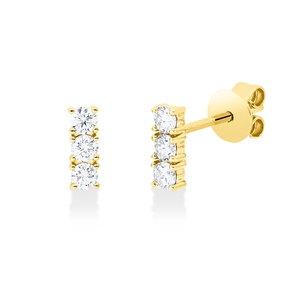 Ohrstecker aus 750 Gold Gelbgold 6 Brillanten 0,28ct W-SI 6,6x2,2mm