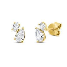 Ohrstecker aus 750 Gold Gelbgold 4 Diamanten 0,65ct TW-SI 8,4x4,6mm