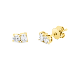 Ohrstecker aus 750 Gold Gelbgold 4 Diamanten 0,41ct TW-SI 3,6x5,9mm