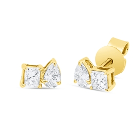 Ohrstecker aus 750 Gold Gelbgold 4 Diamanten 0,39ct TW-SI 4,2x5,9mm