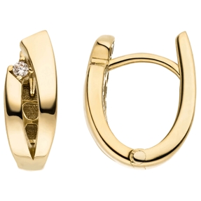 Ohrringe Creolen aus 333 Gold Gelbgold mit 2 Zirkonia 13,6x5,5mm Goldcreolen