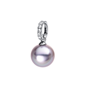 Anhänger aus 750 Weißgold Tahiti-Perle 9,5mm dunkel 6 Brillanten 0,13ct W-SI