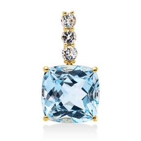 Anhänger aus 750 Gold Gelbgold 4 Topase 8ct skyblue 21,4x11,1mm mit Öse