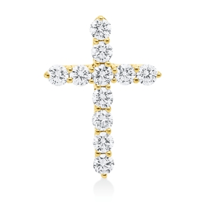 Anhänger Kreuz aus 750 Gelbgold 11 Brillanten 0,83ct W-SI 19,9x14,2mm