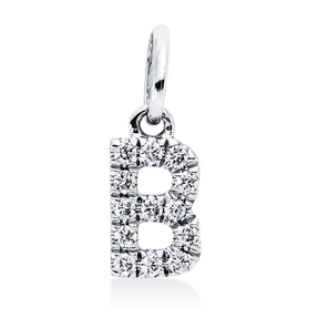 Anhänger Buchstabe B aus 750 Weißgold 13 Brillanten 0,06ct W-SI 10,5x3,7mm