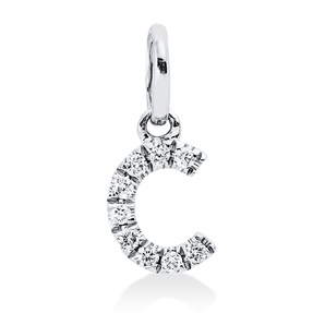 Anhänger Buchstabe C aus 750 Weißgold 9 Brillanten 0,04ct W-SI 9,8x4,3mm mit Öse