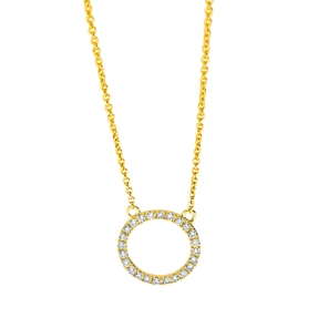 Collier Kreis aus 750 Gold Gelbgold 24 Brillanten 0,11ct TW-SI L:45cm