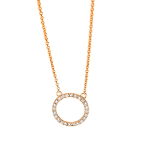 Collier Kreis aus 750 Gold Rotgold 24 Brillanten 0,11ct TW-SI L:45cm