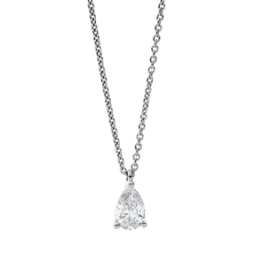 Solitaire Collier Tropfen 750 Weißgold Diamant Tropfen-Schliff 0,41ct TW-SI L:45cm Solitaire Collier Tropfen 750 Weißgold Diamant Tropfen-Schliff 0,41ct TW-SI L:45cm
