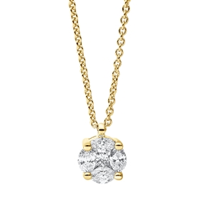 Collier aus 750 Gold Gelbgold 5 Diamanten 0,23ct TW-SI L:45cm