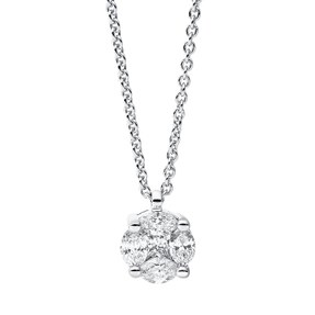 Collier aus 750 Gold Weißgold 5 Diamanten 0,23ct TW-SI L:45cm