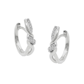 Paar Creolen 17x4mm überkreuzt mit Zirkonia 925 Silber glänzend