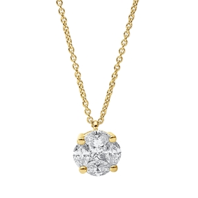 Collier aus 750 Gold Gelbgold 5 Diamanten 0,55ct TW-SI L:45cm