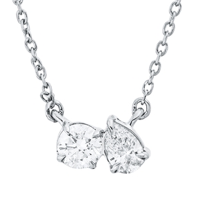 Collier aus 750 Gold Weißgold 2 Diamanten 0,31ct TW-SI L:45cm