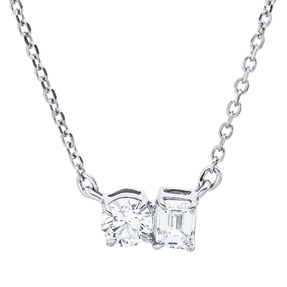 Collier aus 750 Gold Weißgold 2 Diamanten 0,28ct TW-SI L:45cm