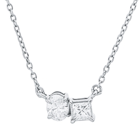 Collier aus 750 Gold Weißgold 2 Diamanten 0,29ct TW-SI L:45cm