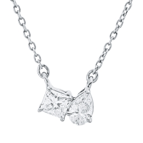 Collier aus 750 Gold Weißgold 2 Diamanten 0,34ct TW-SI L:45cm