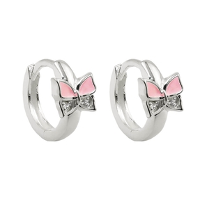 Paar Creolen Ohrringe 11x2mm Schmetterlinge rosa lackiert Zirkonia 925 Silber
