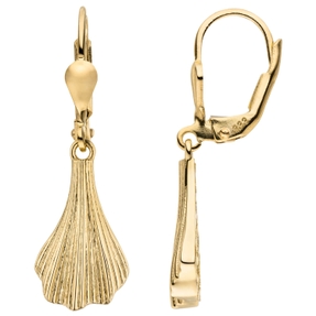 Ohrringe Ohrhänger Ginkoblatt aus 333 Gold Gelbgold 30,4x9,3mm strukturiert Ohrringe Ohrhänger Ginkoblatt aus 333 Gold Gelbgold 30,4x9,3mm strukturiert