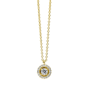 Collier aus 750 Gold Gelbgold 19 Brillanten 0,16ct TW-SI L:42cm