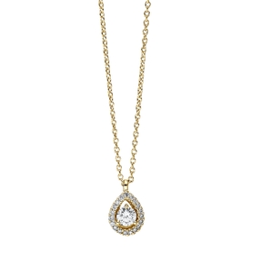 Collier Tropfen aus 750 Gold Gelbgold 20 Brillanten 0,18ct TW-SI L:42cm