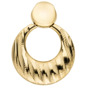 Anhänger Kreis aus 333 Gold Gelbgold 21,5x16,3mm mattiert diamantiert Anhänger Kreis aus 333 Gold Gelbgold 21,5x16,3mm mattiert diamantiert