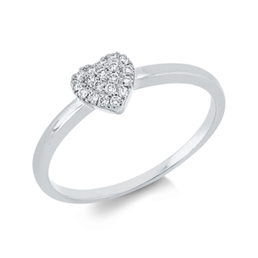 Ring Herz aus 750 Gold Weißgold 19 Brillanten 0,09ct TW-SI B:5,4mm