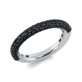 Ring aus 750 Gold Weißgold 61 Brillanten 1,26ct schwarz B:3,4mm