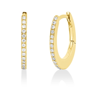 Creolen aus 750 Gold Gelbgold 28 Brillanten 0,14ct TW-SI 15,6x1,5mm