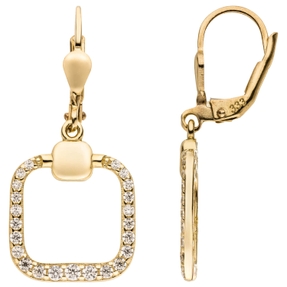 Ohrringe Ohrhänger 333 Gold Gelbgold 46 Zirkonia 31,4x14mm Quadrat abgerundet Ohrringe Ohrhänger 333 Gold Gelbgold 46 Zirkonia 31,4x14mm Quadrat abgerundet