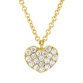 Collier Herz aus 750 Gold Gelbgold 19 Brillanten 0,09ct TW-SI L:42cm