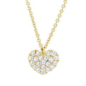 Collier Herz aus 750 Gold Gelbgold 21 Brillanten 0,2ct TW-SI L:42cm