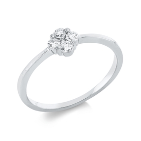 Ring aus 750 Weißgold 4 Brillanten 0,16ct TW-SI 1 Brillant 0,02ct TW-SI B:5,3mm