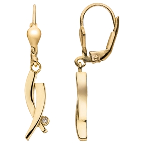 Ohrringe Ohrhänger aus 333 Gold Gelbgold mit Zirkonia 30,7x5,2mm Goldohrringe Ohrringe Ohrhänger aus 333 Gold Gelbgold mit Zirkonia 30,7x5,2mm Goldohrringe