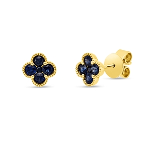 Ohrstecker aus 750 Gold Gelbgold 10 Saphire 0,47ct blau 6,4x6,4mm