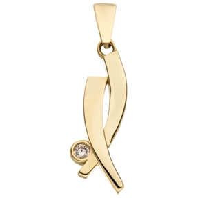 Anhänger aus 333 Gold Gelbgold mit Zirkonia 20,9x7,2mm glänzend