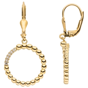 Ohrringe Ohrhänger Kreise aus 333 Gold Gelbgold mit 12 Zirkonia Ø 16,9mm Ohrringe Ohrhänger Kreise aus 333 Gold Gelbgold mit 12 Zirkonia Ø 16,9mm