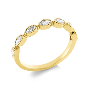 Ring aus 750 Gelbgold 7 Diamanten Navette-Schliff 0,43ct TW-VSI B:2,9mm