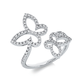 Ring Schmetterling aus 750 Weißgold 87 Brillanten 0,36ct TW-SI B:21,1mm