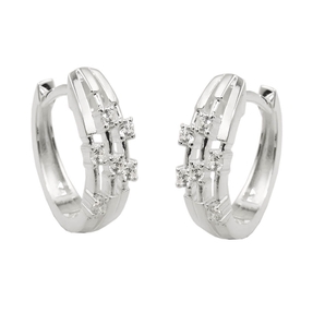 Paar Creolen Ohrringe 15x13x5mm mit weißen Zirkonia oval 925 Silber