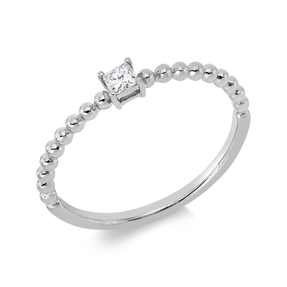 Ring aus 750 Gold Weißgold Diamant Prinzess-Schliff 0,11ct TW-SI B:3,2mm