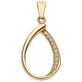 Anhänger Tropfen aus 333 Gold Gelbgold mit 11 Zirkonia 21,7x13mm glänzend Anhänger Tropfen aus 333 Gold Gelbgold mit 11 Zirkonia 21,7x13mm glänzend