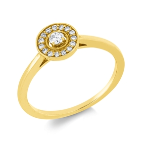 Ring aus 750 Gold Gelbgold 16 Diamanten 0,14ct TW-SI B:7,5mm