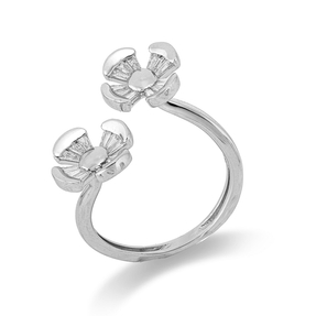 Ring Blumen aus 750 Weißgold 24 Diamanten Trapez-Schliff 0,33ct TW-VSI B:16mm