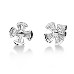 Ohrstecker aus 750 Weißgold 24 Diamanten Trapez-Schliff 0,44ct TW-VSI 9,7x9,7mm